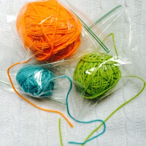 Tiptop bags with snipped corner to yarn dispensing
